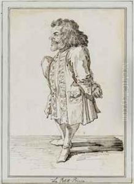 Le Petit Prince: Portrait 
Caricature Of A Man, Wearing A Frock Coatand Holding A Tricorn Hat Under
 His Arm Oil Painting by Pier Leone Ghezzi