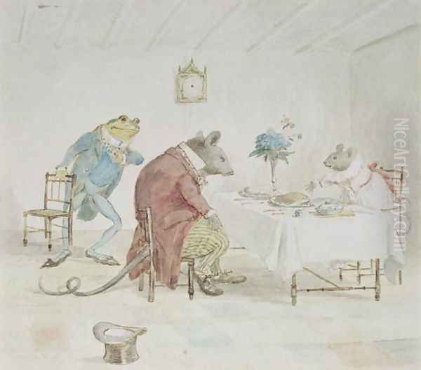 Illustration of Animals' Tea Party Oil Painting by Randolph Caldecott