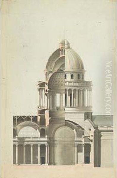 Coupe : Projet Definitif Pour La
 Structure Interieure Du Pantheon, Apres La Mort De Soufflot (posterieur
 A 1791) Oil Painting by Giambologna