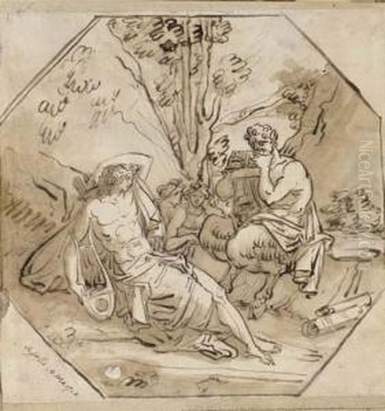 Apollo And Marsyas Oil Painting by Felice Gianni