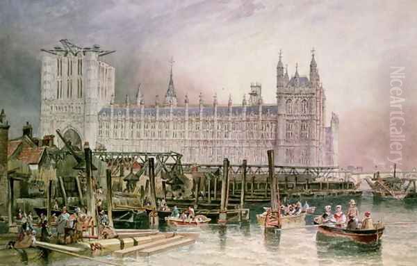 The Houses of Parliament in Course of Erection Oil Painting by James Wilson Carmichael