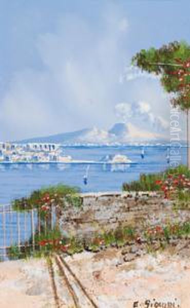 Italia Verso Il 1900 Veduta Del Vesuvio Oil Painting by Gianni