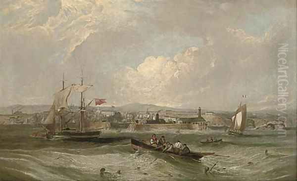 Seaham Harbour, County Durham Oil Painting by James Wilson Carmichael