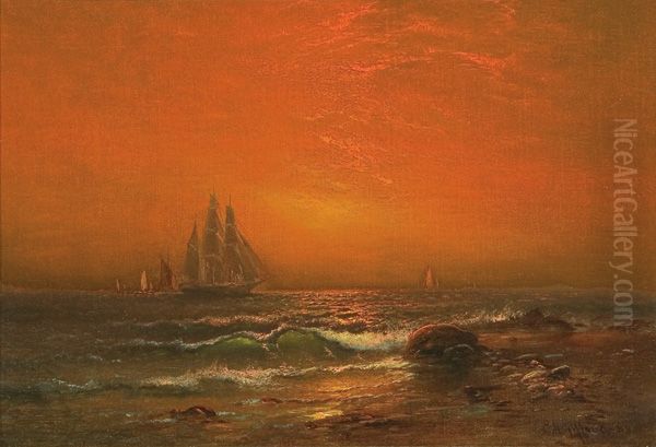 Coastal Sunset Oil Painting by Charles Henry Gifford