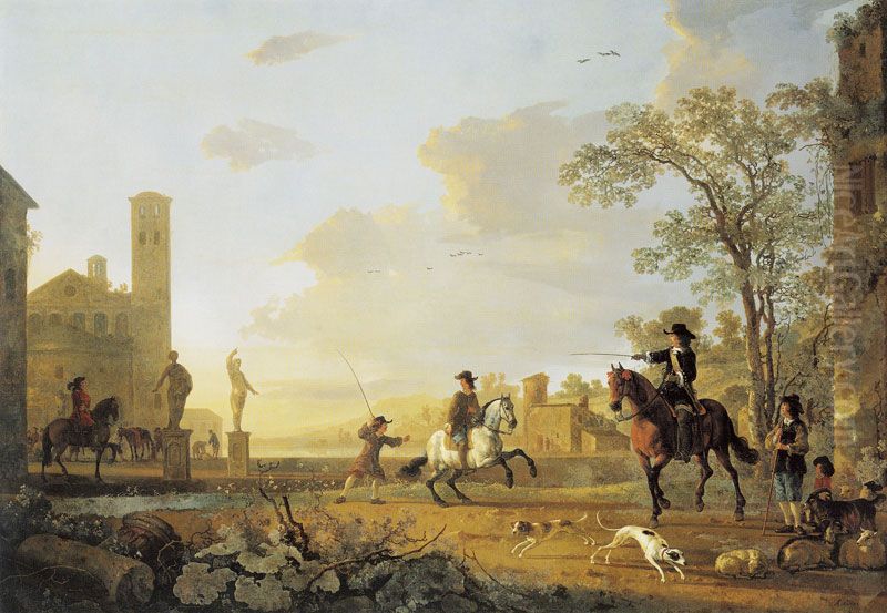 Landscape With Horse Trainers Oil Painting by Aelbert Cuyp