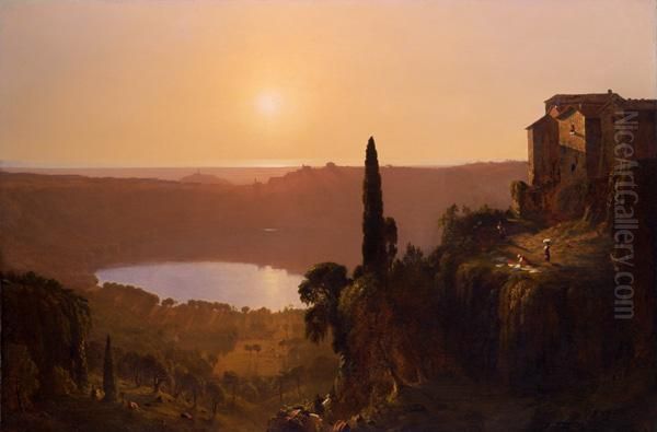 Lake Nemi Oil Painting by Sanford Robinson Gifford