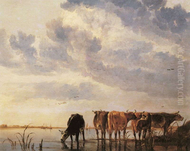 Cows in a River Oil Painting by Aelbert Cuyp