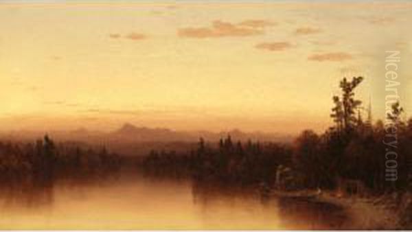 Twilight In The Adirondacks Oil Painting by Sanford Robinson Gifford