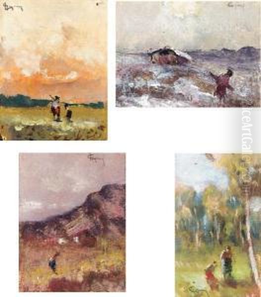 Figurine Nel Bosco
Paesaggio Con Figurine
Paesaggio Montano Con Figura
Capanno Oil Painting by Eugenio Gignous