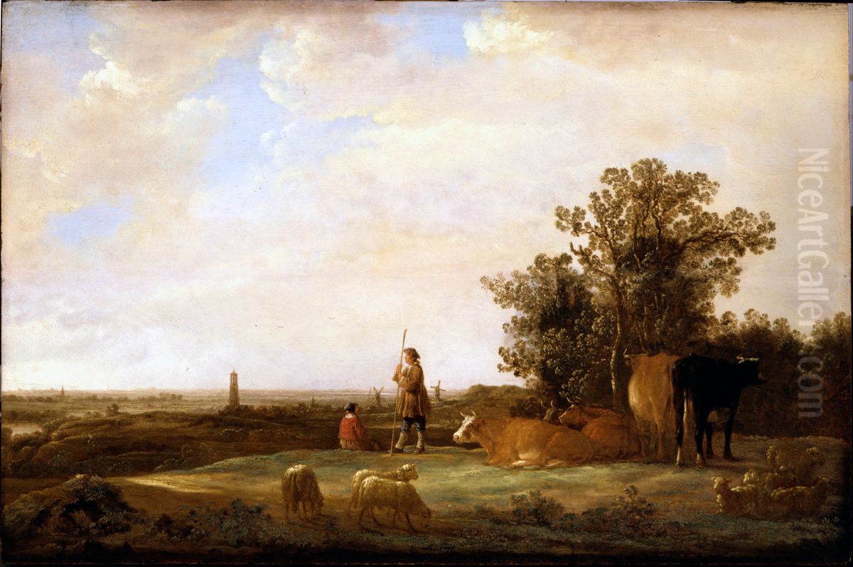 View on a Plain Oil Painting by Aelbert Cuyp