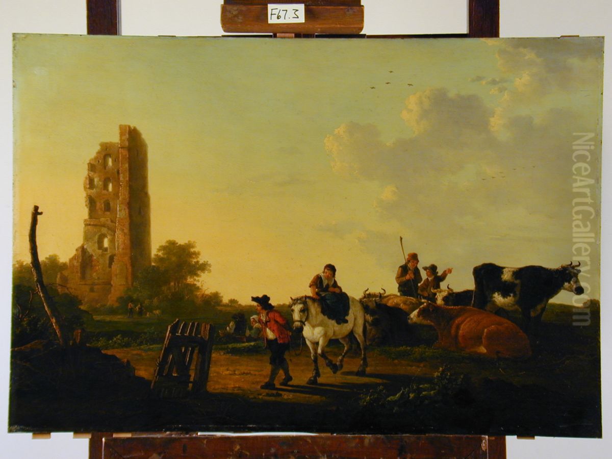 Landscape with Cattle and Figures Oil Painting by Aelbert Cuyp