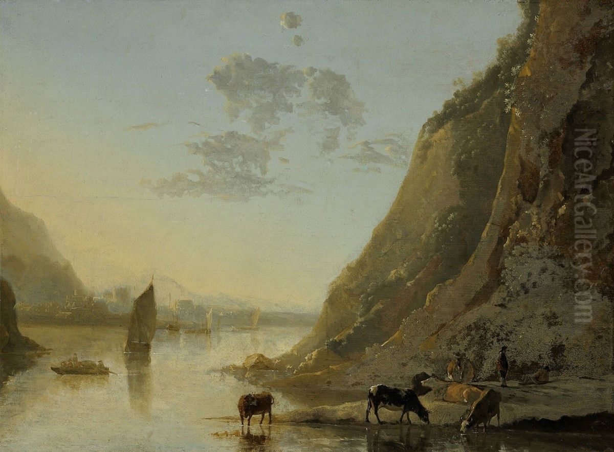 River Scene Oil Painting by Aelbert Cuyp