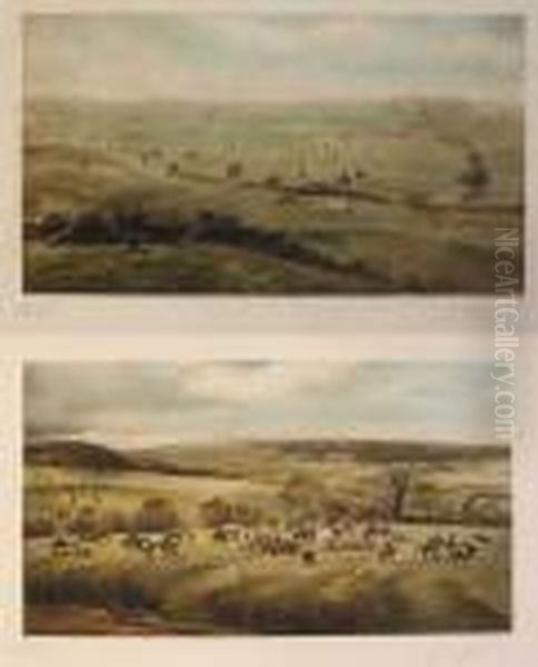 The Kildare, A Gallop Across 
Punchestown And The Meath, Whoohoop - Killeen Castle (a Pair) Oil Painting by G.D. Giles