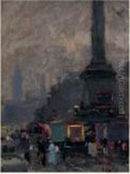 Trafalgar Square Oil Painting by Eugne-Louis Gillot
