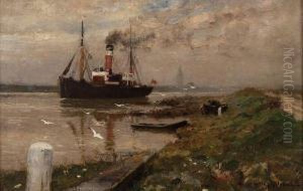 Canaux Du Nordanimes Oil Painting by Victor Olivier Gilsoul