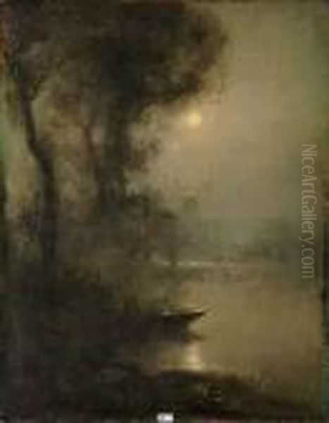 Clair De Lune Sur L'etang Oil Painting by Victor Olivier Gilsoul
