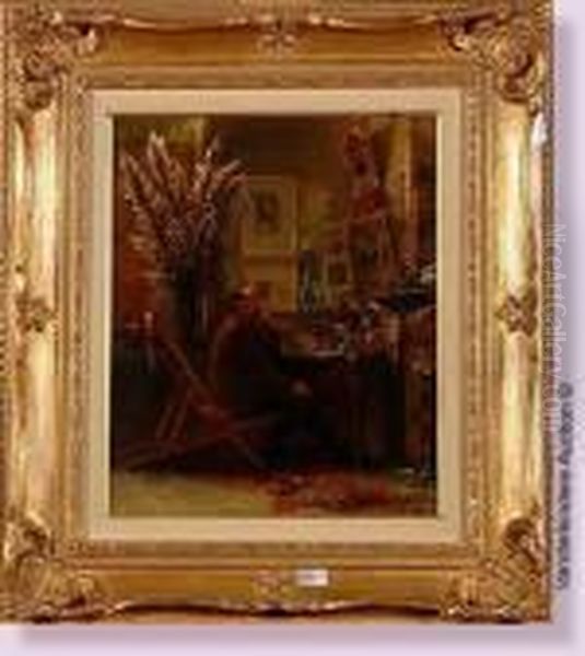 Emile Verhaeren Dans Son Cabinet D'etude Oil Painting by Victor Olivier Gilsoul
