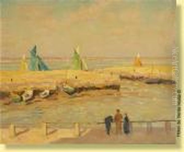 Port Breton A Maree Basse Oil Painting by Victor Olivier Gilsoul