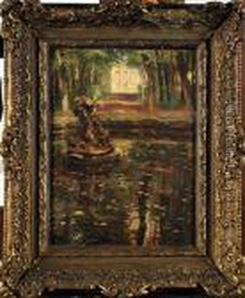 Fontaine Dans Le Parc Oil Painting by Victor Olivier Gilsoul