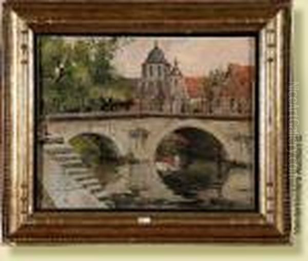 Canal A Malines Oil Painting by Victor Olivier Gilsoul