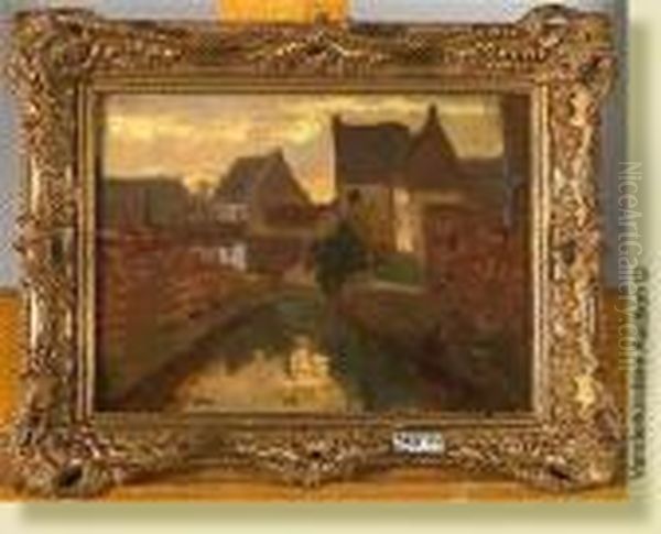 Canal Entre Les Maisons Oil Painting by Victor Olivier Gilsoul