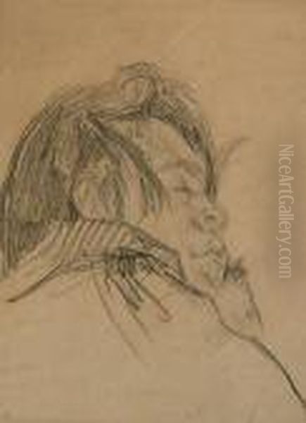 Nino Durmiendo Y Abuela Durmien- Oil Painting by Francisco Arasa