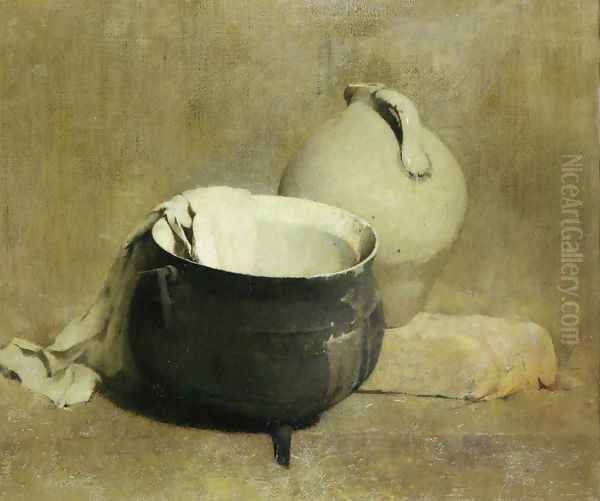 Still Life with Kettle and Jug Oil Painting by Emil Carlsen
