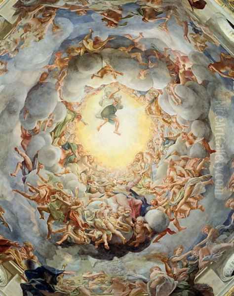Assumption of the Virgin, from the ceiling of the dome, 1526-30 Oil Painting by Antonio Allegri da Correggio