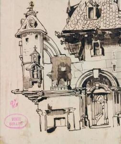 Ensemble De Dix - Neuf Croquis :
 Danseuses, Gentilhommes, Mousquetaire, Maison A Tourelle, Figures 
Diverses Oil Painting by Eugene Pierre Francois Giraud