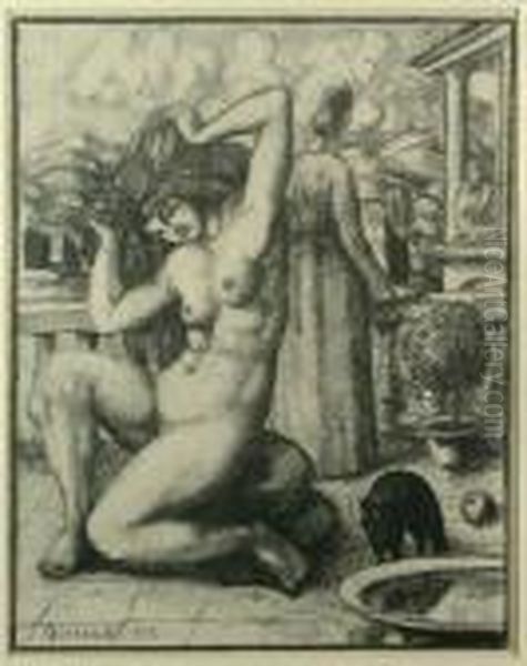 Vier Lithographien, In Der 
Platte Sign. Und Handsign. Ruth,diana, Daphne Und Apoll Bzw. Bathseba. 
Blattgrose Je 46x31cm. Oil Painting by Pierre Paul Girieud