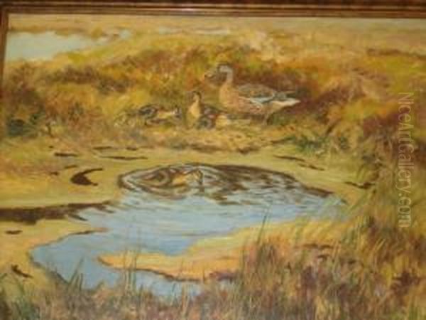 Gislander, Olja, 'grasander I Rede'. Saltholm 1928. 77x112 Oil Painting by William Gislander