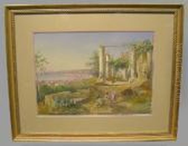 View Of The Bay Of Naples Oil Painting by Guglielmo Giusti