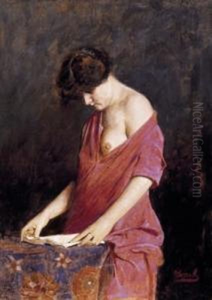 Exciting Reading Oil Painting by Armin Glatter