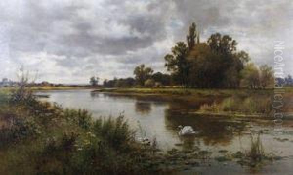 The Thames Near Laleham Ferry Oil Painting by Alfred Glendening
