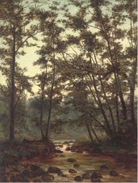 River Mole, Near Box Hill, Surrey Oil Painting by Alfred Glendening