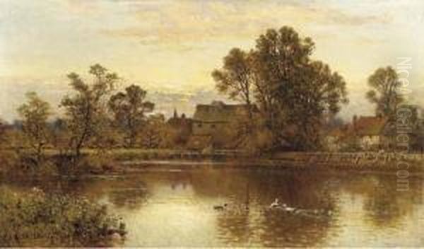 A Mill Near Southend, Kent Oil Painting by Alfred Glendening