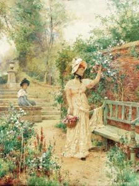 In The Garden Oil Painting by Alfred Glendening