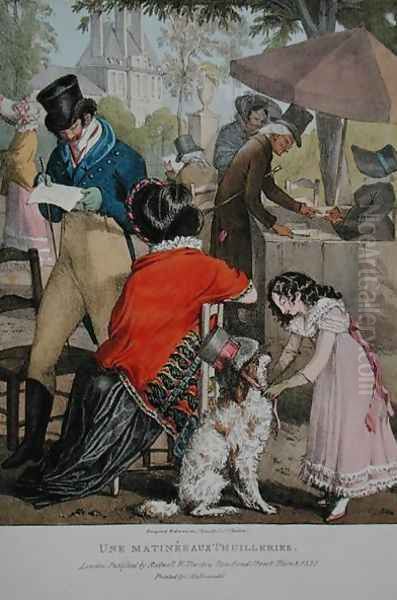 A matinee in the Jardin des Tuileries, from 'Twenty-four Subjects, Exhibiting the Costume of Paris', 1817-22 Oil Painting by John James Chalon