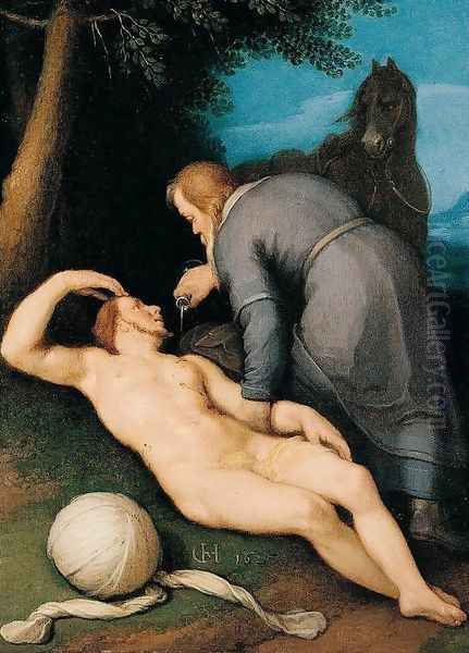The Good Samaritan 1627 Oil Painting by Cornelis Cornelisz Van Haarlem