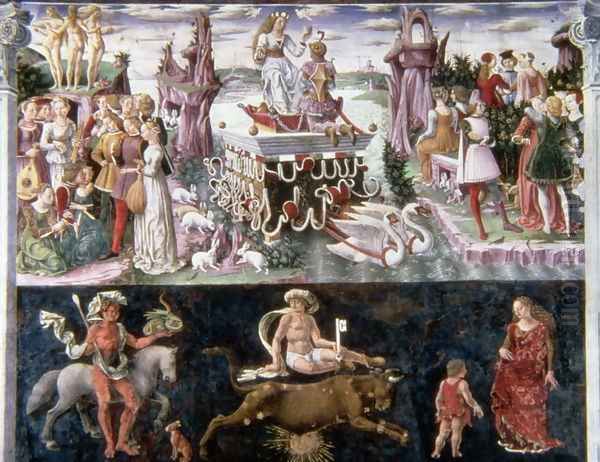 May or The Sign of Taurus, from the Room of Months, 15th century Oil Painting by Francesco Del Cossa