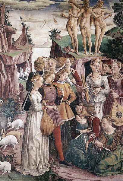 Allegory of April- Triumph of Venus (right view)1476-84 Oil Painting by Francesco Del Cossa