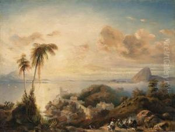 The Bay Of Rio De Janeiro, 
Looking From Santa Teresa Over Thegloria, The Sugar Loaf Beyond Oil Painting by Anton Goering