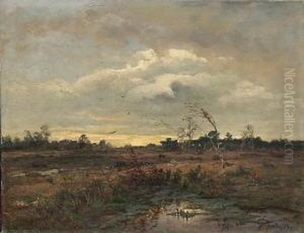 Herbstliche
 Moorlandschaft. Oil Painting by Heinrich Gogarten