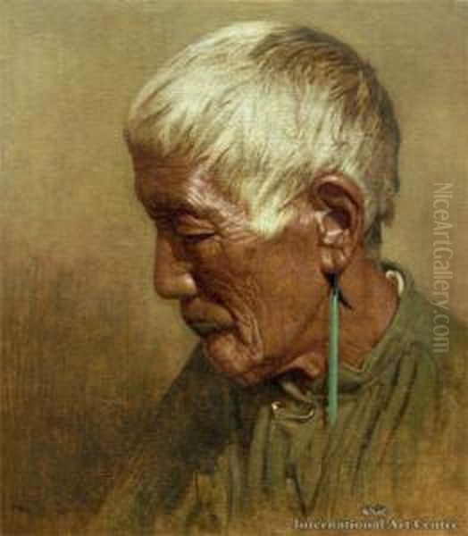 Time Tells- Mere Werohia. A 
Chieftainess Of Thengati Te Rori Te Rangi Hapu Of The Ngatiwhakane 
Tribe,rotorua Oil Painting by Charles Frederick Goldie