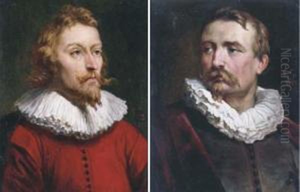 Portrait Of Jacobus De Cachopin; And Portrait Of Adriaen Vanstalbemt Oil Painting by Francesco Gonin