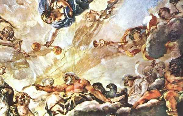 Apotheose of Aeneas (detail) 1651-54 Oil Painting by Pietro Da Cortona (Barrettini)