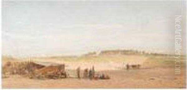 An Encampment In The Desert Near Cairo Oil Painting by Edward Alfred Angelo Goodall
