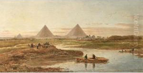 River Landscape; View Of The 
Pyramids From The Nile; St Paul's Cathedral; Wel Cathedral, Somerset; 
The Louvre Oil Painting by Edward Alfred Angelo Goodall