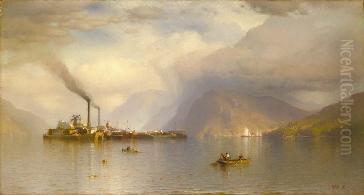 Storm King on the Hudson Oil Painting by Samuel Colman