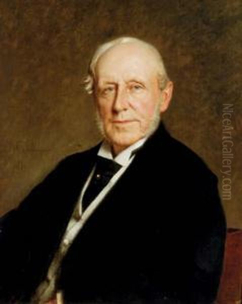 Portrait Of Henry Pratt Mckean; 
And A Companion Portrait Of His Wife Phebe Elizabeth Warren Oil Painting by Michele Gordigiani